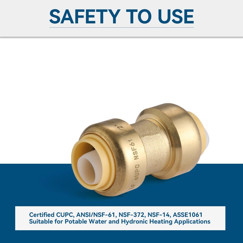 GUOFIS 12Pack 1/2 Inch Pushfit Straight Coupling  PEX Brass Push-fit Coupling with Disconnect Clip  Push-to-Connect Plumbing Fittings for PEX  Copper  CPVC - Image 2